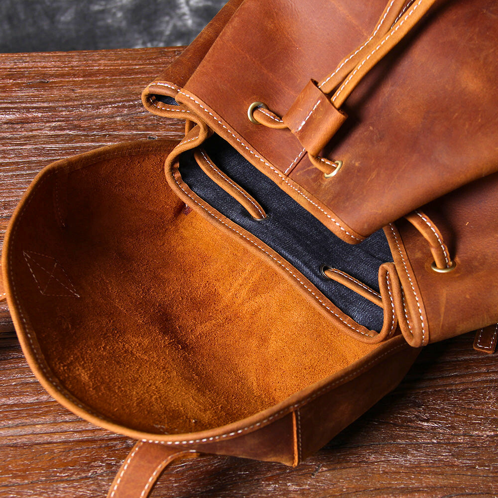 George Durable Classic Leather Knapsack